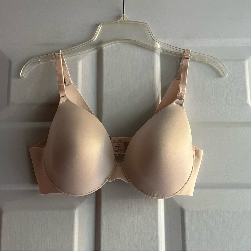 Soma Vanishing Back Full Coverage Bra 38B Underwire Satin Padded Cup